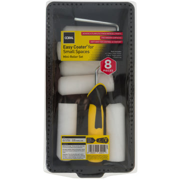 Coral Easy Coater Paint Mini Roller Kit with High Density Foam Covers for Gloss 4 inch 8 piece pack set